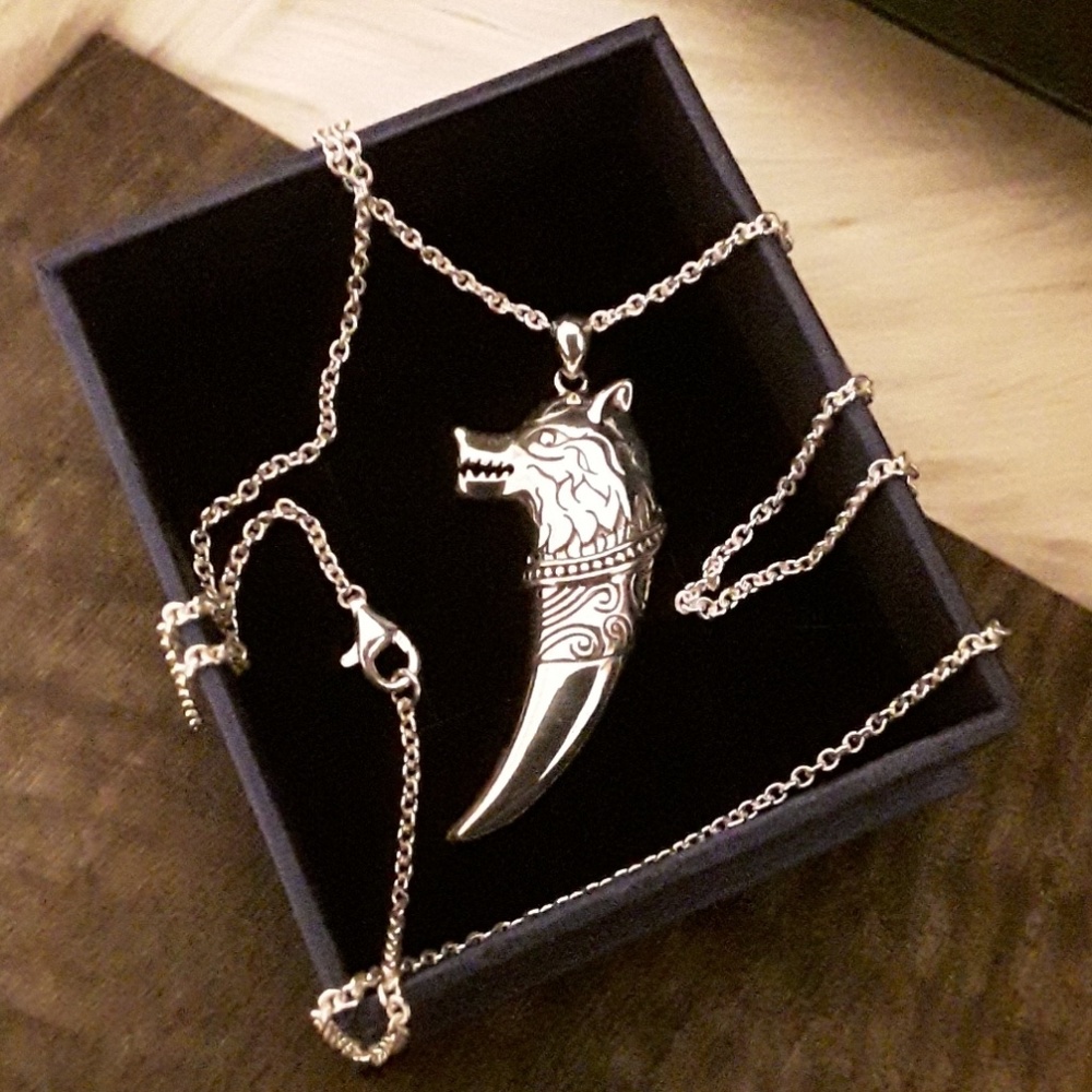 NEW S925. Viking Rogue Wolf  Tooth Pendant - Picture 5 of 7